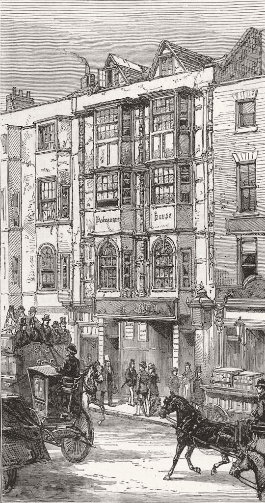 LONDON. Shakespeare's House, Aldersgate St 1879 old antique print picture